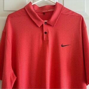 Nike Tiger Woods Collection Striped Polo Shirt XXL – Orange